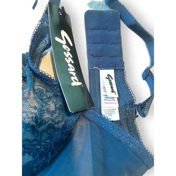 Gossard Glossies Lace Sheer Underwire Bra | 32A Teal Blue NEW 13001 - Picture 6 of 7